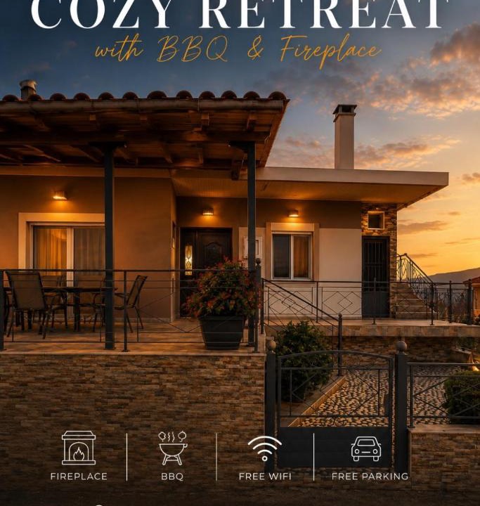 Pamvotida House | Cozy Retreat with Fireplace & BBQ