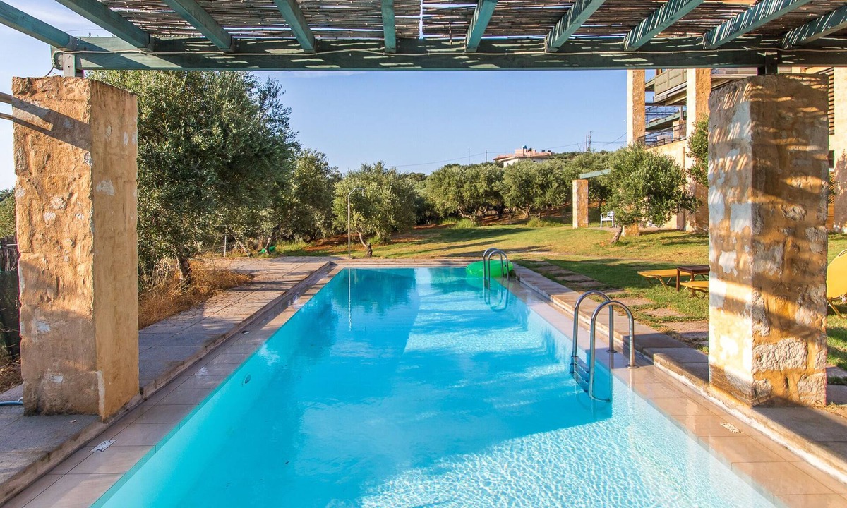 Agia Villa | Family friendly 350meters from beach private heated pool panoramic views.