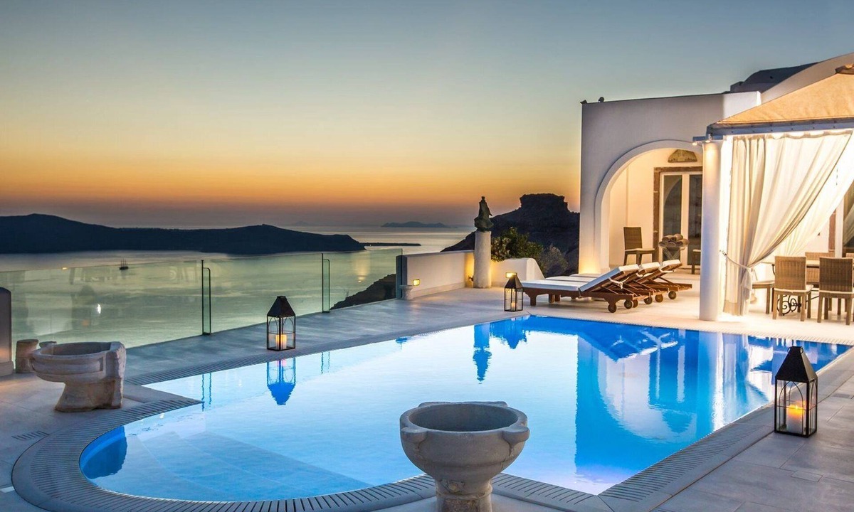 Firostefani Villa | Magnificent Santorini Villa | 3 Bedrooms | Villa Bacchus | Private heated pool