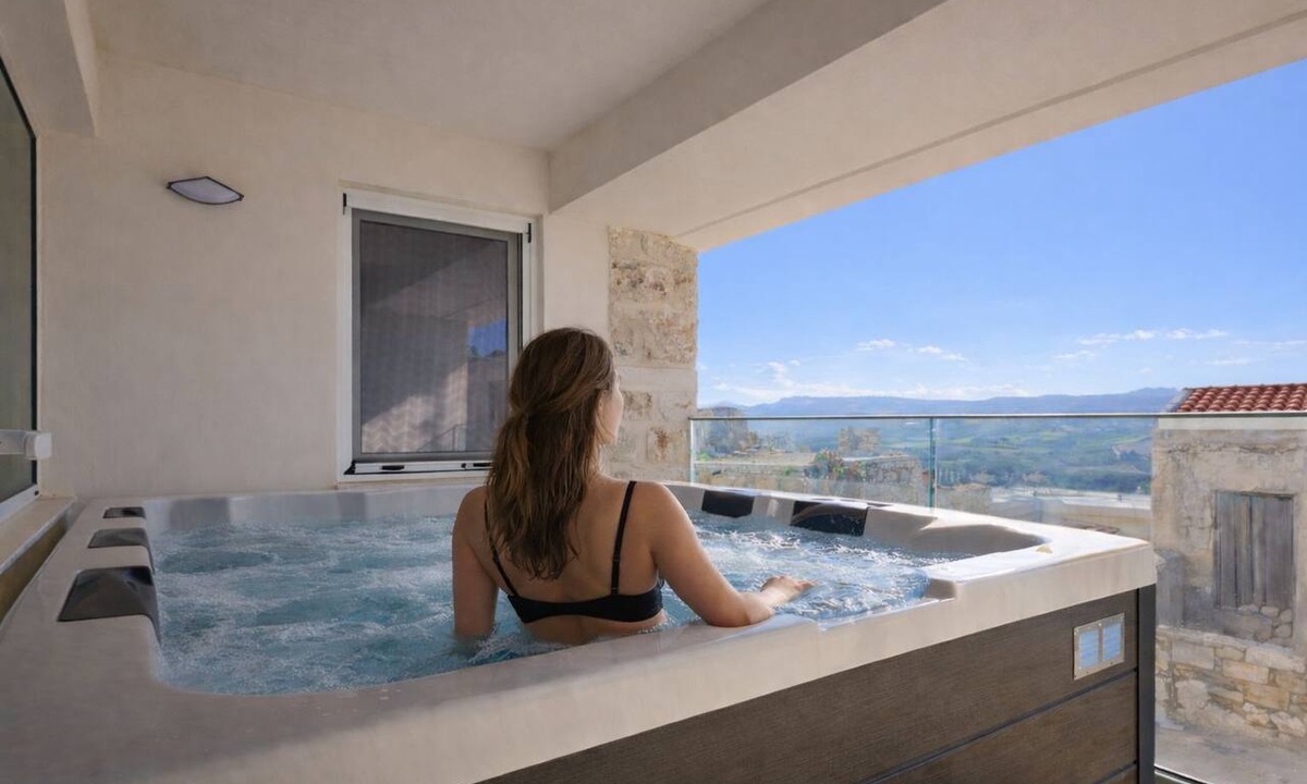 Myrtia Cottage | Myrtia Cave Maisonette with hot tub by Chic Greek Villas