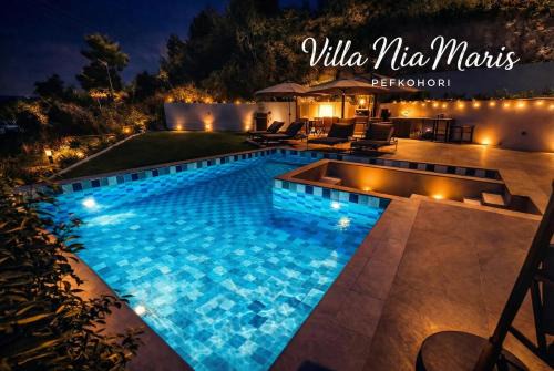 Pefkochori Villa | Villa NiaMaris, Deluxe, Sea View, BBQ, Private Pool, 80m to the Beach