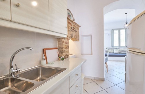 Kostos House | Bougain-villa: In Traditional Settlement with Garden & BBQ