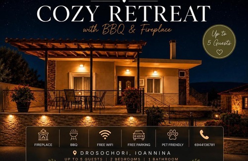 Pamvotida House | Cozy Retreat with Fireplace & BBQ