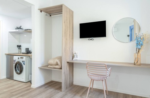Symi Apartment | Double Room 5 with Private Terrace, Kitchenette, and Air Conditioning