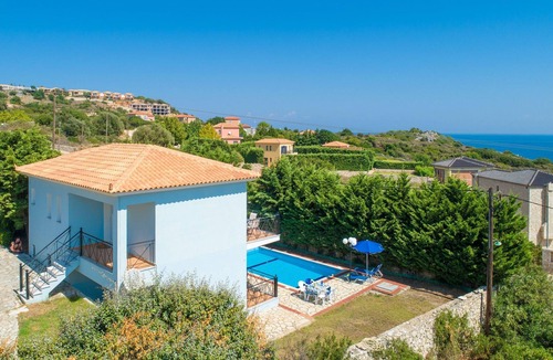Skala Villa | Skala Villa Blue Large Private Pool Walk to Beach Sea Views A C Wifi - 2824