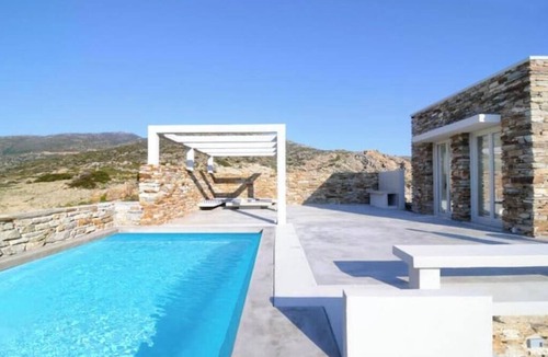 Ios Villa | Stemma Stone Villa | Sunset Sea Views & Private Pool Above Mylopotas Beach