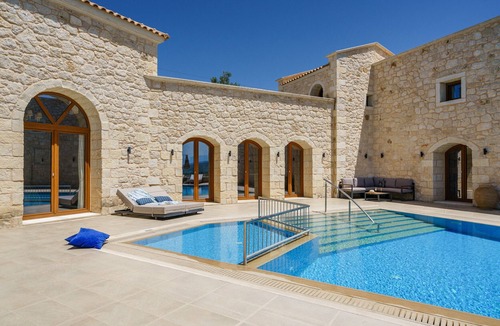 Asteri Villa | Stonebuilt Fortress with Pool & Sunset Seaviews