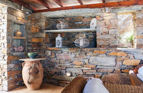 Kea Villa | Traditional stone villa with a swimming pool and a fantastic sea view