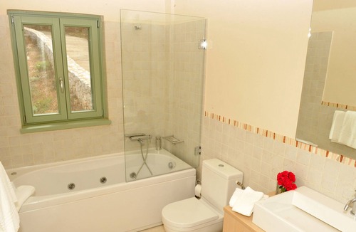 Evgiros Villa | Urania, private, stone villa Eos, with pool, Jacuzzi, stunning sea views