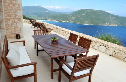 Evgiros Villa | Urania, private, stone villa Eos, with pool, Jacuzzi, stunning sea views