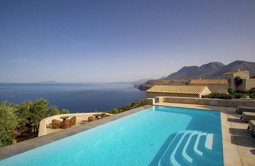 Areopoli Villa | Villa Aetheron, Divine Sea Views, Private Hot Tub, Furnished Terrace, Shared.