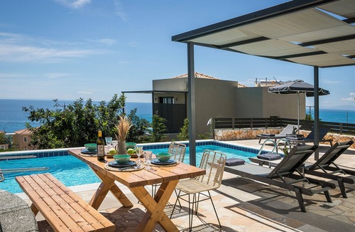 Skala Villa | Villa Blue Sea, perched above the southern coastline with breathtaking sea views