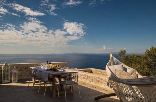 Areopoli Villa | Villa Solyra, Divine Sea Views, Private Hot Tub, Furnished Terrace, Shared.