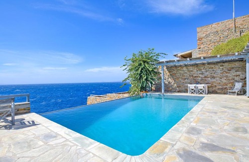 Pisses Villa | Waterfront villa "Afros" with a pool, direct access to the sea and a small beach