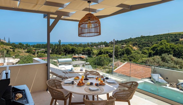 Modern Villa with Private Pool & Mountain Views in Palio Gerani