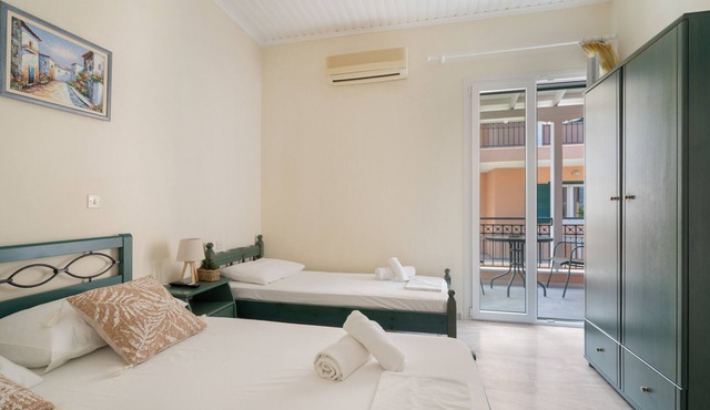 Odysseia Studio 1 - 2 Min Walk to Beach, 3 Adults, Terrace, Wi-Fi & AC