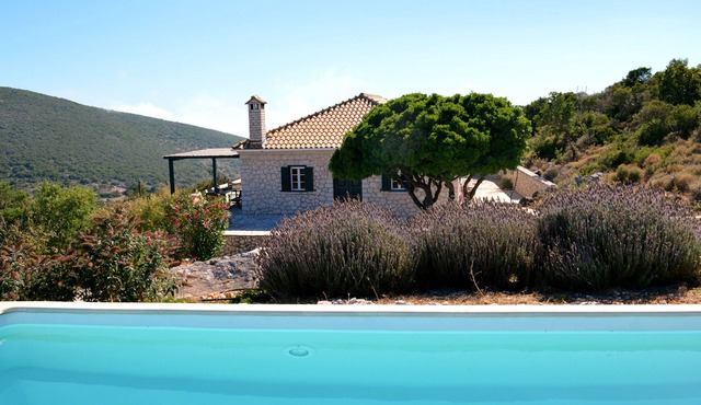Urania, luxury villa Geofos, private pool, Ionian sea views from every room.