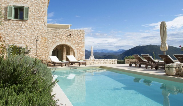 Urania, private, stone villa Eos, with pool, Jacuzzi, stunning sea views