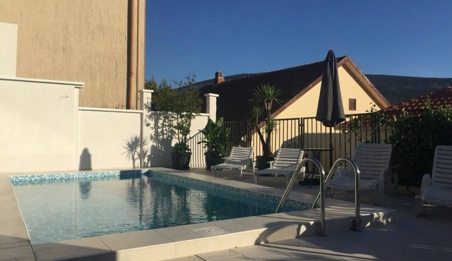 Villa with fantastic views just 5 minutes walk to beach, private swimming pool