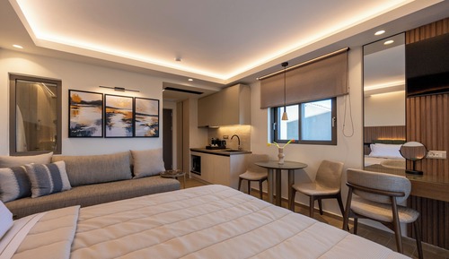 Panoramic Studio Suite, 1 Queen Bed with Sofa bed, City View, Corner
